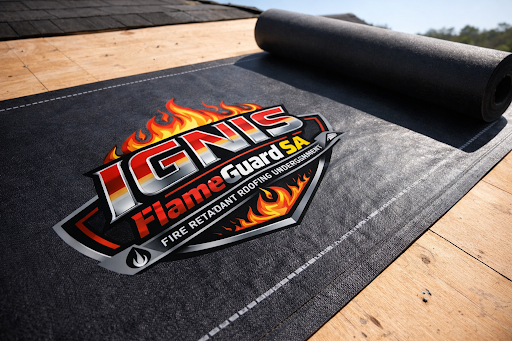 Ignis FlameGuard SA underlayment installed on roof deck